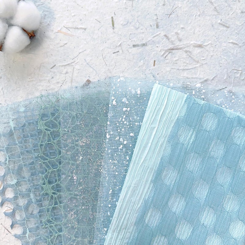 Aromoty 30Pcs Handmade Textured Scrapbook Paper&Mesh Fabric set - Unique A5 sheet Craft Mulberry Special Rice Paper Mix for Scrapbooking Junk Journaling Supplies Card Collage DIY Materials, 5.8x8.2 inches - Image 3